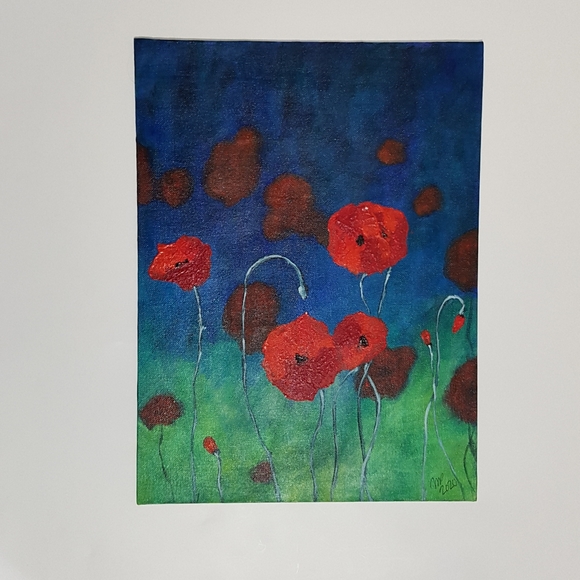 Red Poppies (Flowers) 16x12 acrylic painting - Picture 1 of 11